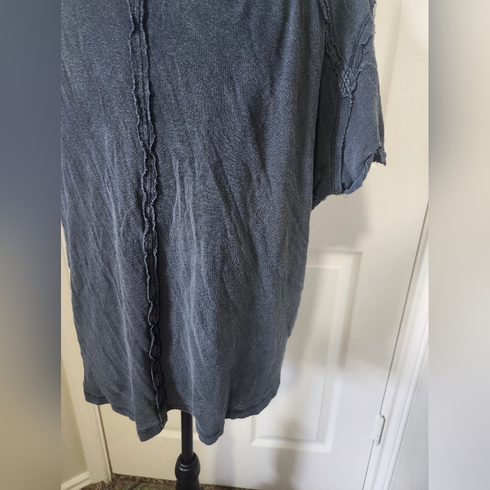 Free People We The Free Slate Blue Ribbed Riley Short Sleeve Tee XS - Picture 7 of 13